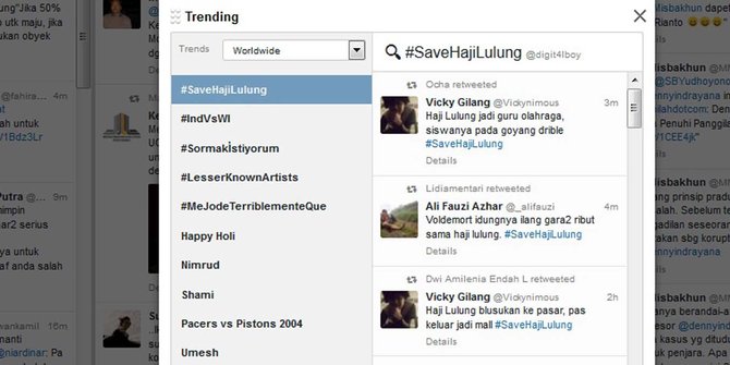 Dalam sehari, #SaveHajiLulung jadi trending topic dunia nomor satu