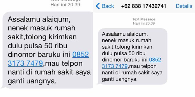 Lucu, setelah mama, kini ada SMS nenek minta pulsa 