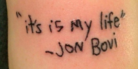 Salah tulis, tato lirik lagu Bon Jovi menjadi viral dunia