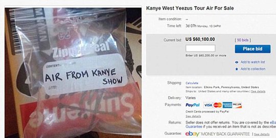 Udara konser Kanye West dilelang dan ditawar hingga Rp 800 juta