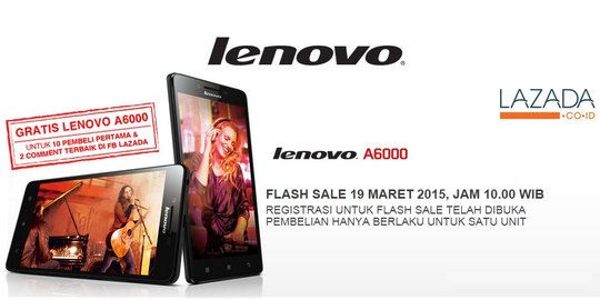 Siap-siap, Lenovo A6000 hadir esok hari lewat program flash sale