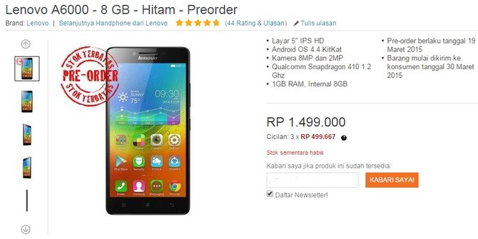 lenovo a6000 lazada