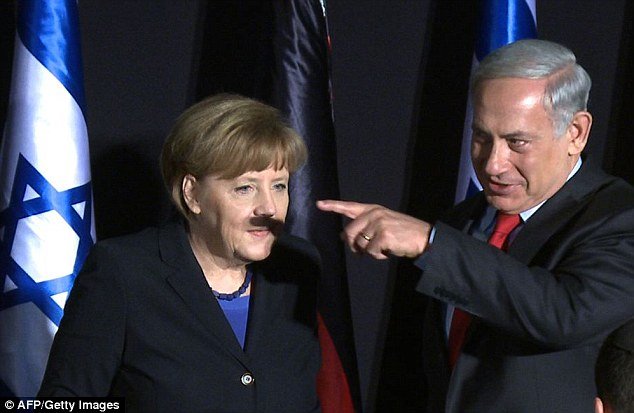 kanselir jerman angela merkel dan perdana menteri israel benjamin netanyahu