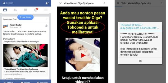 Tokopedia diguncang iklan palsu soal video wasiat Olga Syahputra