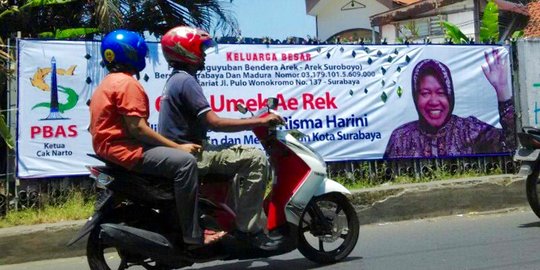 Spanduk liar dukungan buat Risma mulai menjamur di Surabaya