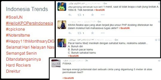 Jelang UN, tagar #SoalUN 'alay' kuasai Twitter Indonesia