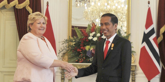 Presiden Jokowi terima PM Norwegia di Istana Merdeka