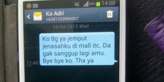 Sebelum terjun bebas di Mal ITC, Beny SMS minta jasadnya dijemput