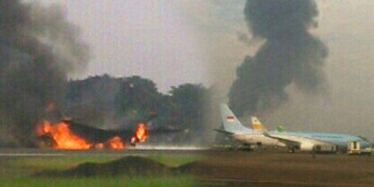 Pesawat F-16 hibah dari AS, baru 9 bulan datang sudah terbakar