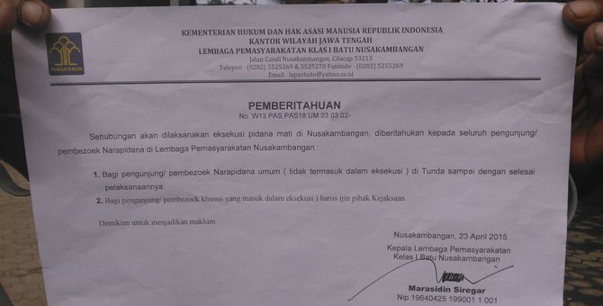 surat larangan besuk di nusakambangan