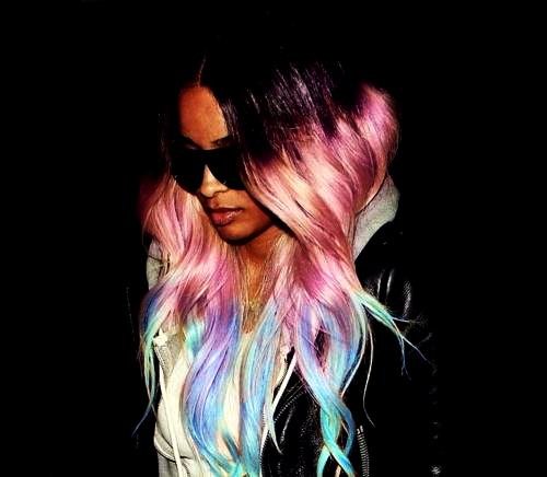 pastel rainbow hair