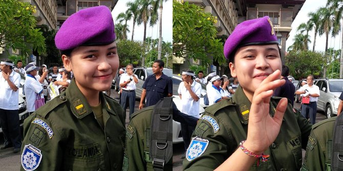 Menwa cantik asal Bali ini sukses bikin demonstran gagal