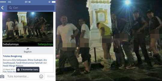 Foto 7 pemuda pakai celana dalam di Tugu Yogya diambil tahun lalu