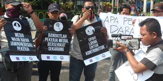 Aksi damai May Day, AJI Kediri tuntut hak kesejahteraan jurnalis