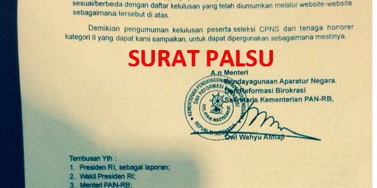 Waspadai surat palsu soal kelulusan seleksi CPNS & Honorer