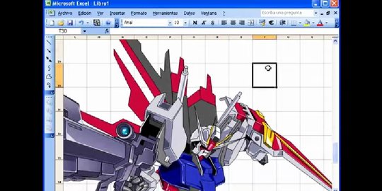 Canggih seniman ini gambar  robot  gundam  lewat Microsoft 