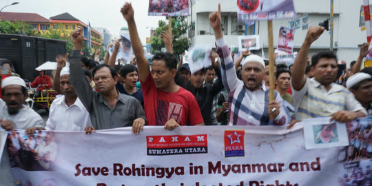 Aktivis demo, minta AS dan Indonesia diminta bantu etnis Rohingya