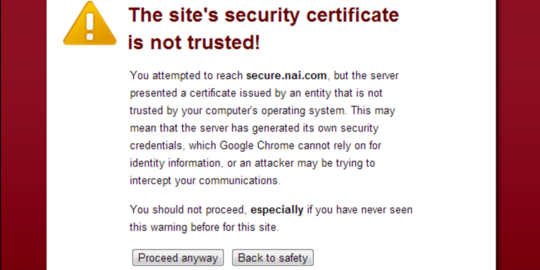security certificate is not trusted