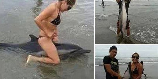 Tunggangi lumba-lumba, pasangan kekasih ini dihujat netizen