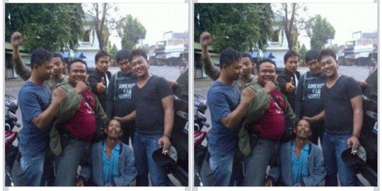 Foto diduga anggota polisi jambak pelaku pembunuhan dihujat netizen