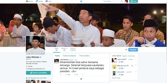 Mulai hari ini, Jokowi punya akun Twitter resmi