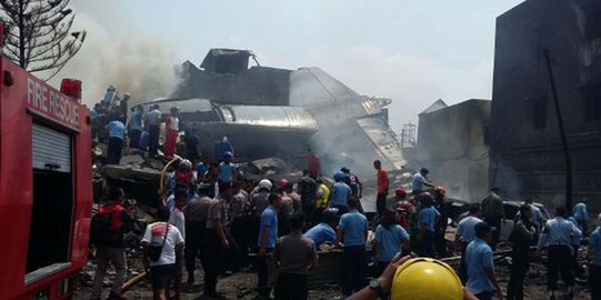 Pesawat hercules yang jatuh di Medan terbang dari Pekanbaru