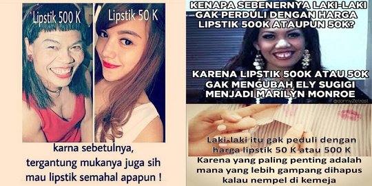 Meme lipstik 500k vs 50k ini bikin ngakak terguling-guling