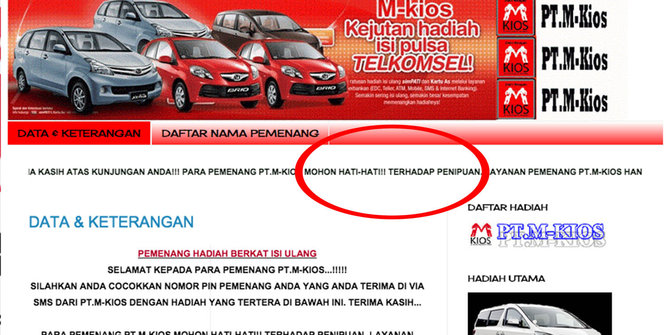 website palsu telkomsel