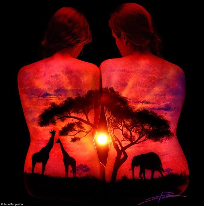 body painting under black light karya john poppleton