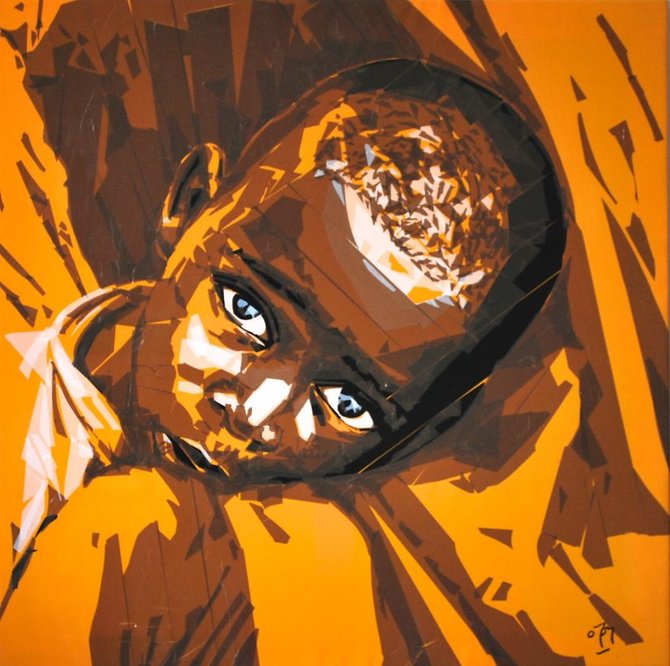 lukisan dari selotip karya olivier poujol