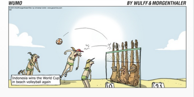  Kartun  dikecam gambarkan timnas voli pantai  RI diperkuat 