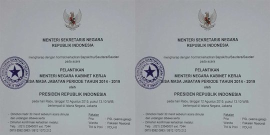 Undangan disebar, Jokowi langsung lantik menteri baru siang ini