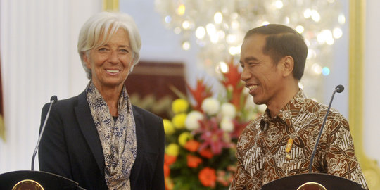 Keakraban Jokowi dan petinggi IMF saat bertemu di Istana