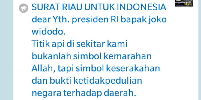 Beredar surat protes kepada Presiden Jokowi di Riau