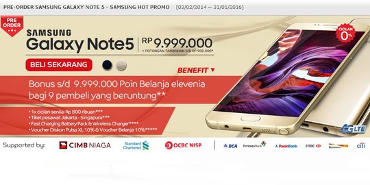 Elevenia buka pre order Samsung Galaxy Note 5