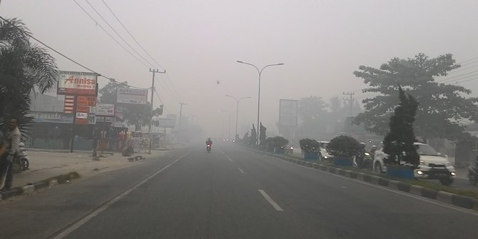 Beginilah kondisi parah kabut asap yang menyelimuti Riau