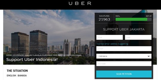 Tak direstui, Uber Indonesia galang suara lewat petisi online