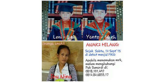 Ikut ibu berjualan, dua anak ini hilang