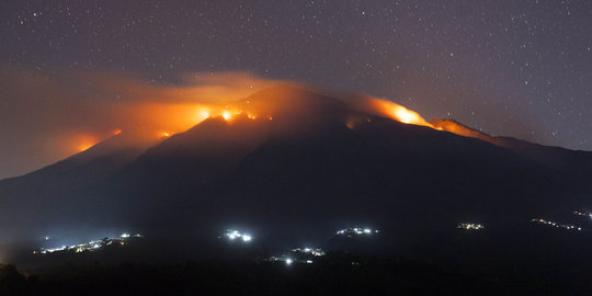 Gunung Dempo terbakar, satwa liar serbu perkampungan
