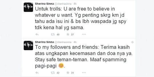 Ini 6 poin klarifikasi Sherina soal kasus pemalakan di Bandung