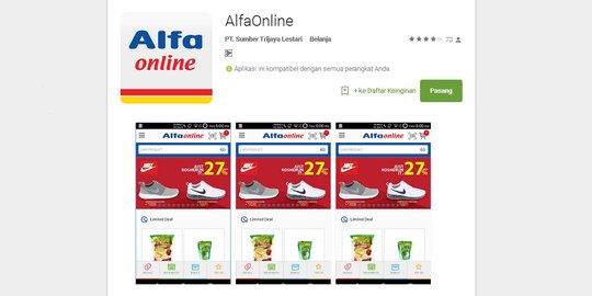 Jaringan Alfamart rilis aplikasi 'Alfaonline.com' untuk Android