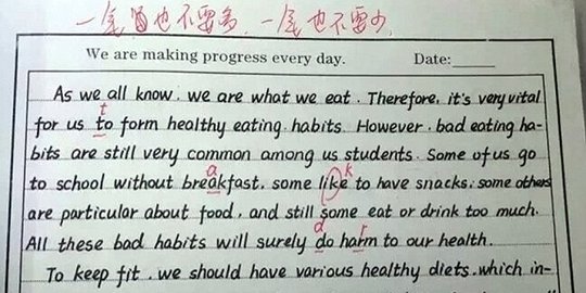Sekolah di China suruh murid menulis mirip seperti huruf di komputer