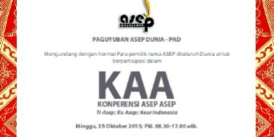 Pemilik nama Asep akan gelar Konperensi Asep Asep di Bandung