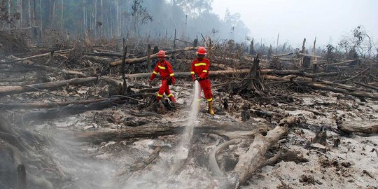 Aksi TNI/Polri yang bikin haru di tengah pemadaman kebakaran hutan