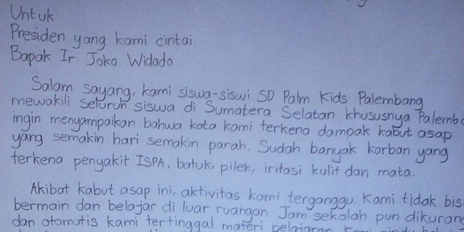 Takut Tak Naik Kelas Karena Asap Siswa Sd Kirim Surat Buat Jokowi