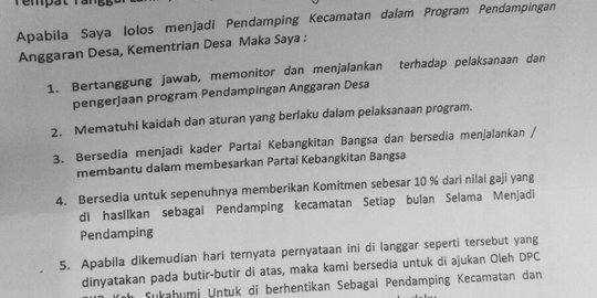 Beredar surat, pendamping dana desa siap setor 10 persen gaji ke PKB