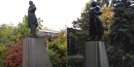 Patung Lenin di Ukraina berganti wajah jadi Darth Vader, ada apa?