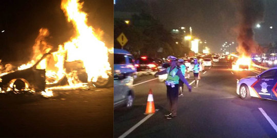 Pengemudi sedan terbakar di Tol dalam kota bernama Junaedi