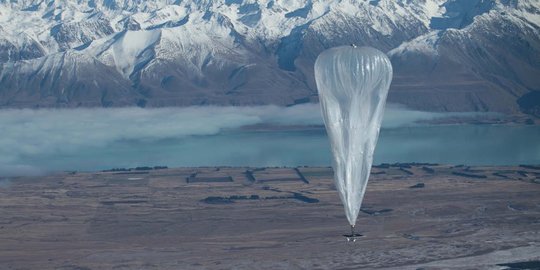 Balon internet Google bakal melayang di atas jalur pesawat