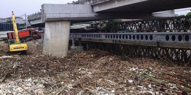 Bersihkan tumpukan bambu di Ciliwung Pemprov DKI kerahkan 